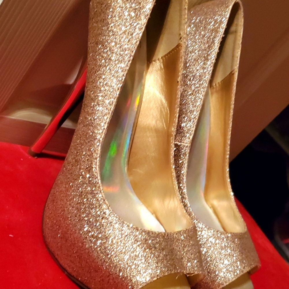 Gold Glittery Heels